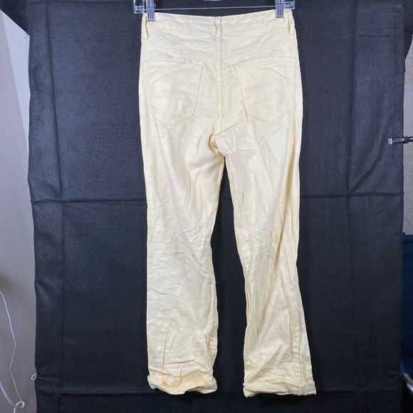 S.O.N.G Womens Jeans Pale Yellow Denim Timeless Fit Distressed High Rise 1/25 - Picture 8 of 10